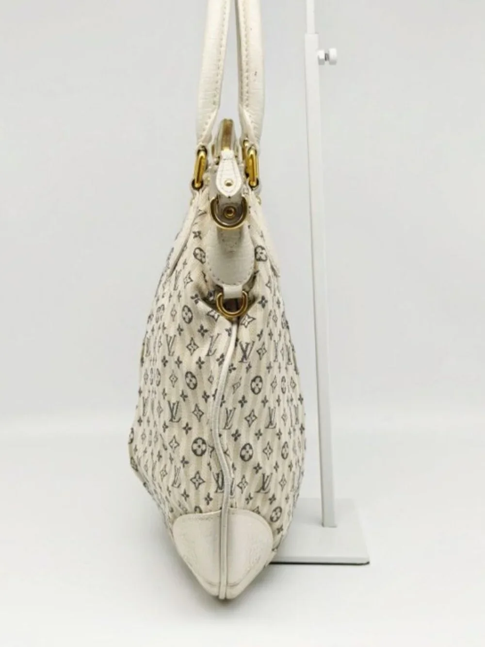 Louis Vuitton Mini Lin Monogram Jeanne MM Satchel White Canvas Shoulder Bag
